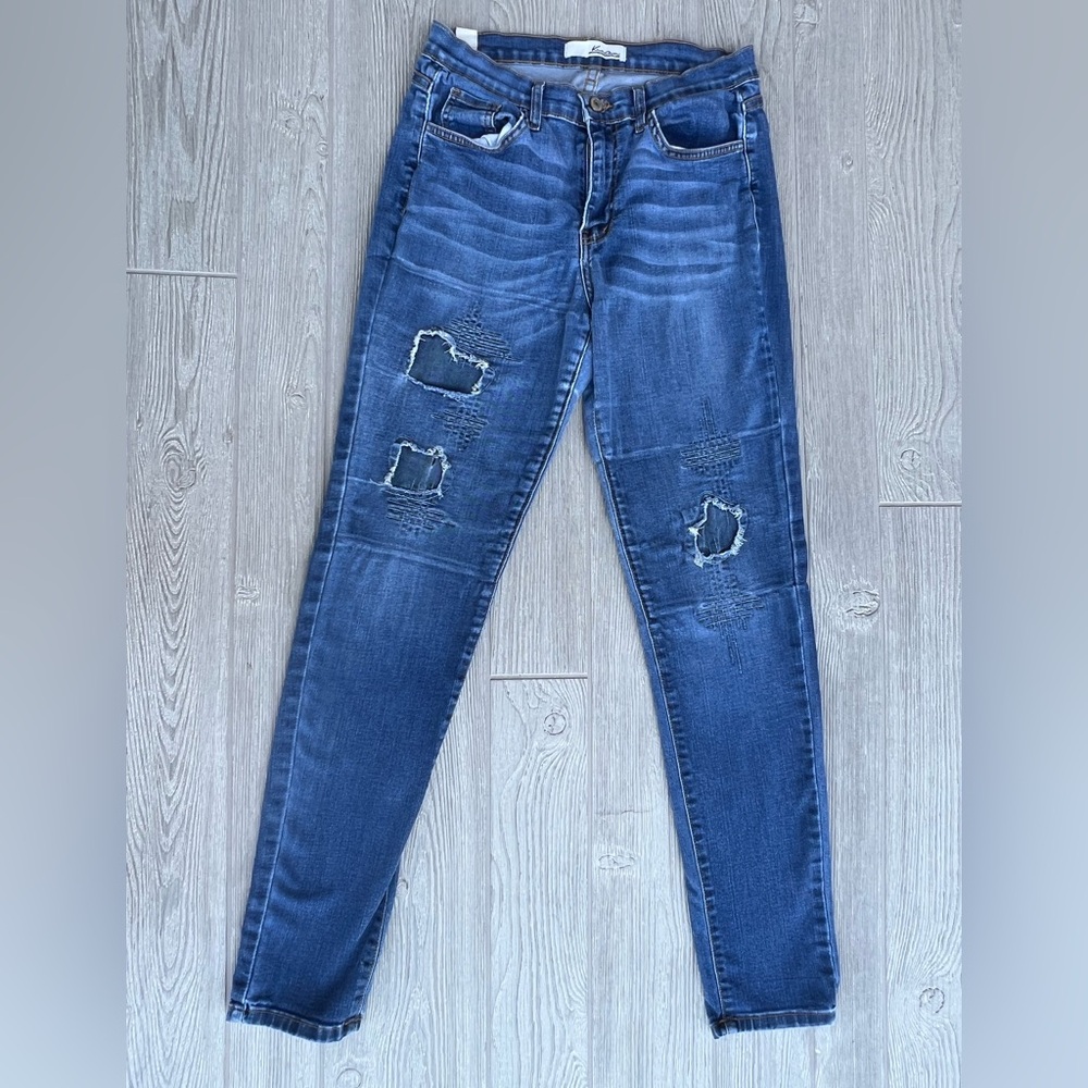 KanCan Distressed Skinny Jeans Womens Size 11 Blue High Rise Stretch Jeggings